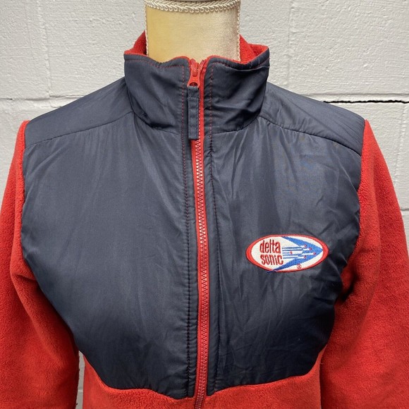 Delta Sonic Jacket Size Small Red Black Lined Logo Full Zip Insulated Fleece - Picture 3 of 11